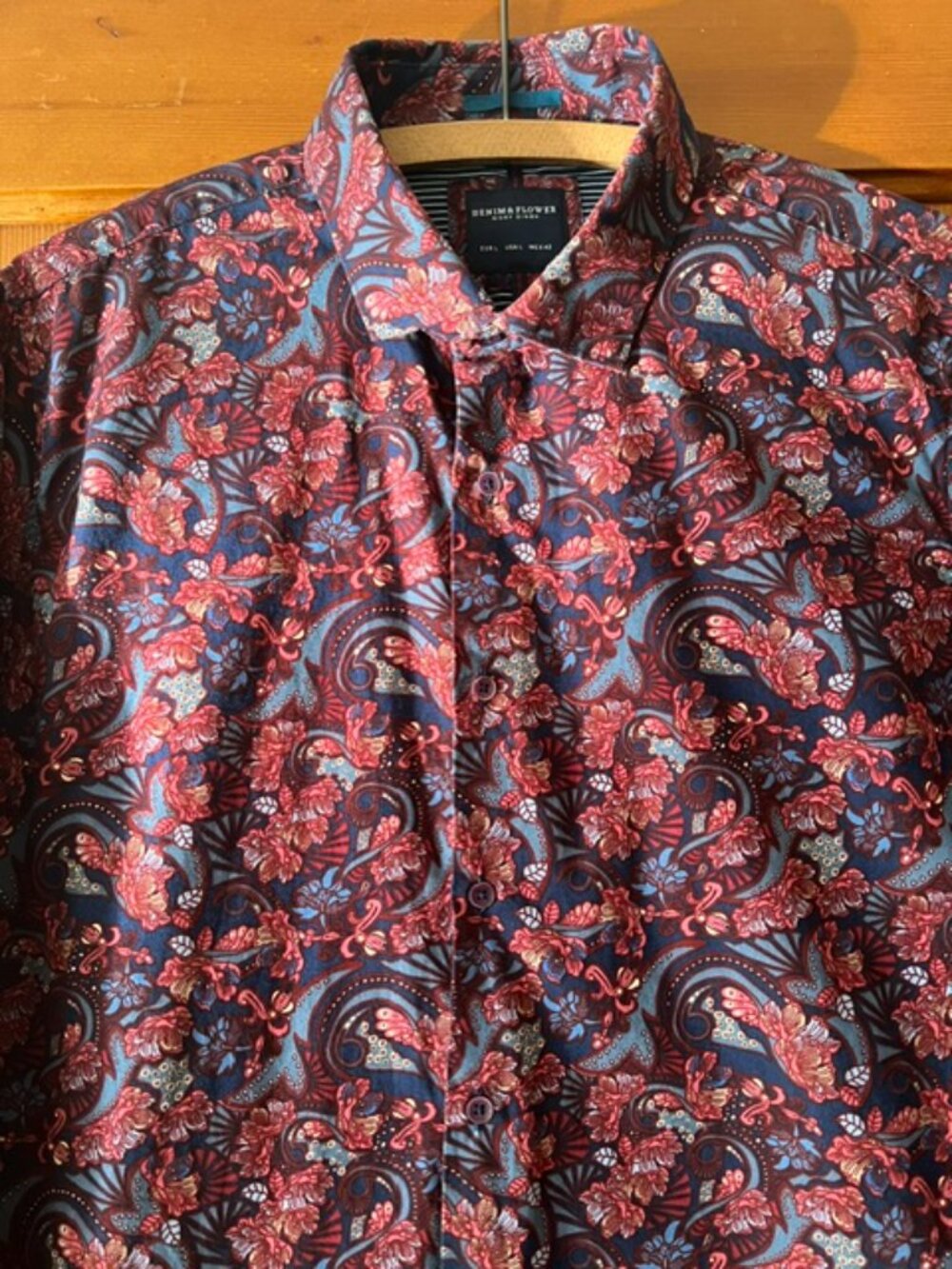 Denim & Flower Ricky Singh Paisley Floral Button Down Shirt Men's Large